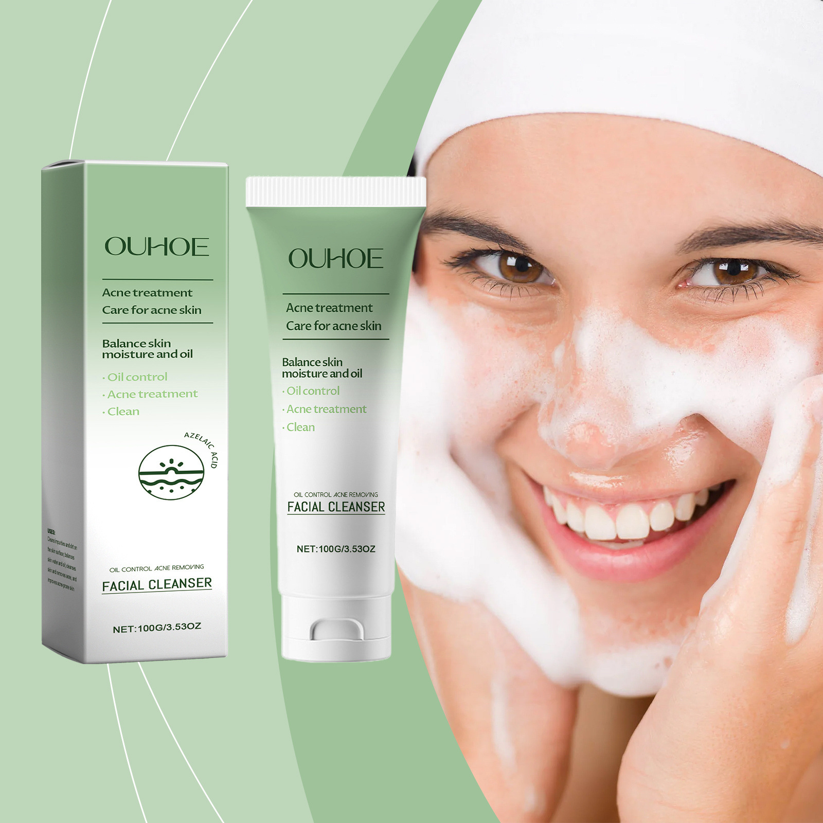 OUHOE Cleanser, Gently Cleanser Facial Skin Hydrating And Hydrating Refreshing Daily Skincare Beauty Cleanser - Image 3