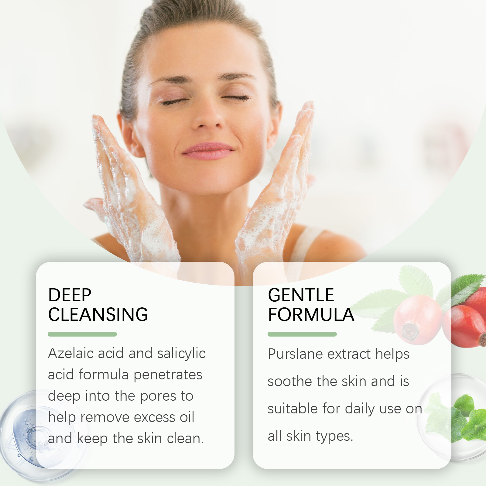 OUHOE Cleanser, Gently Cleanser Facial Skin Hydrating And Hydrating Refreshing Daily Skincare Beauty Cleanser - Image 6