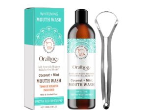Oralhoe Coconut Mint Mouth Wash, Whitening Teeth Yellow Teeth Stains Tongue Coating Clean  Breath Oral Care