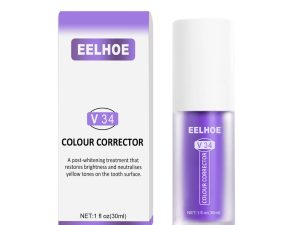 EELHOE V34 Teeth Whitening Toothpaste - Brightens Teeth, Removes Stains, Purple Toothpaste